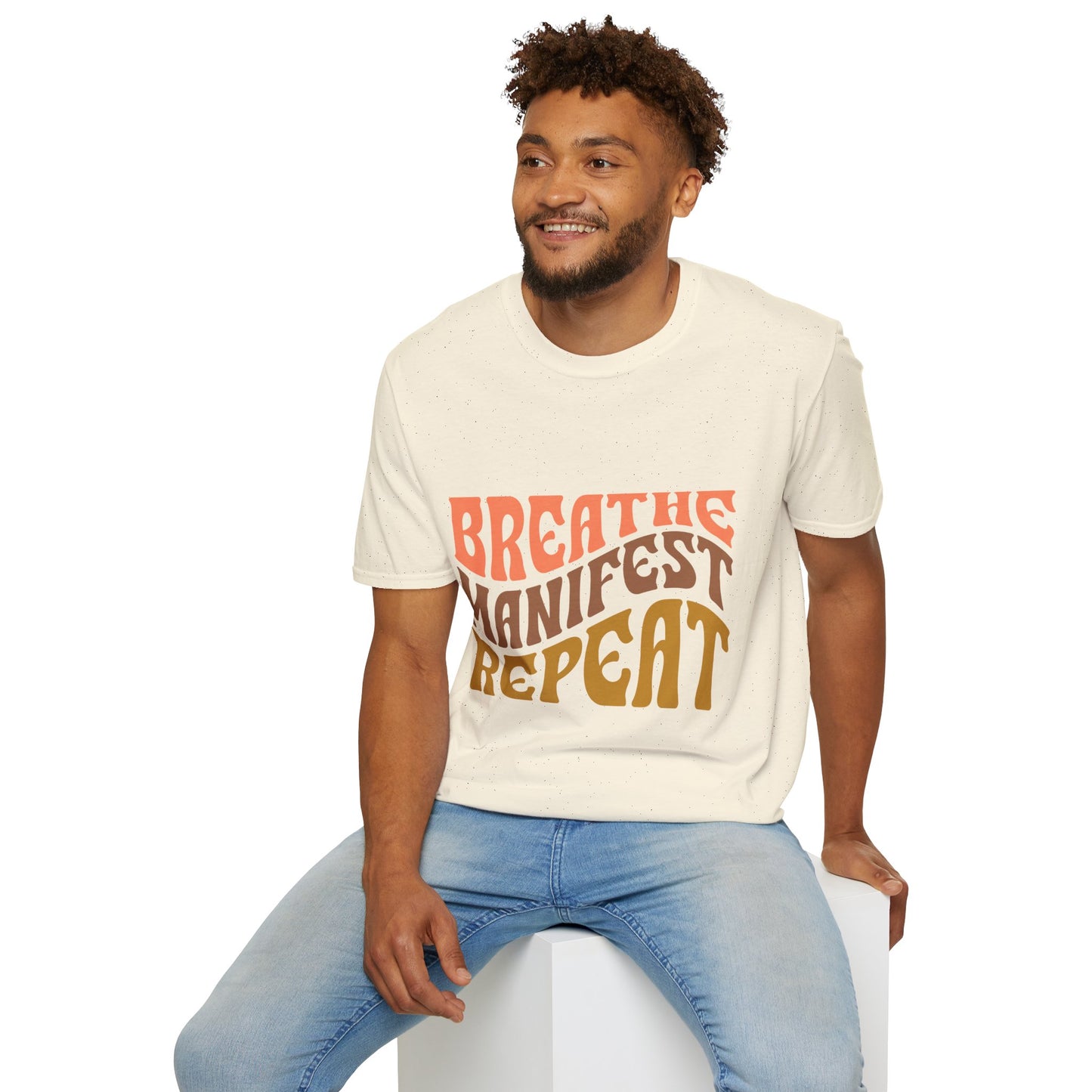 Breathe Manifest Repeat unisex T-Shirt, Positive Vibes, Tee.