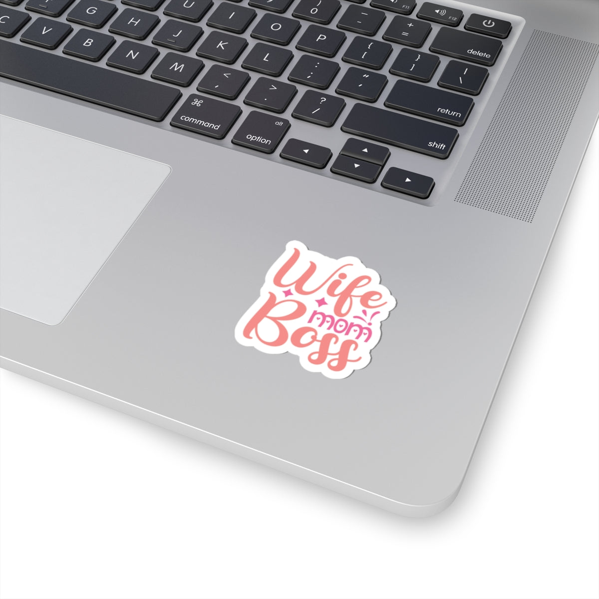 Wife Mom Boss Kiss-Cut Sticker – Pink Script Motivational Decal for Moms