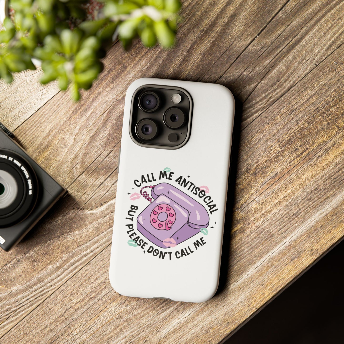 Phone Case — “Call Me Antisocial But Please Don’t Call Me” Cute Retro Telephone Design