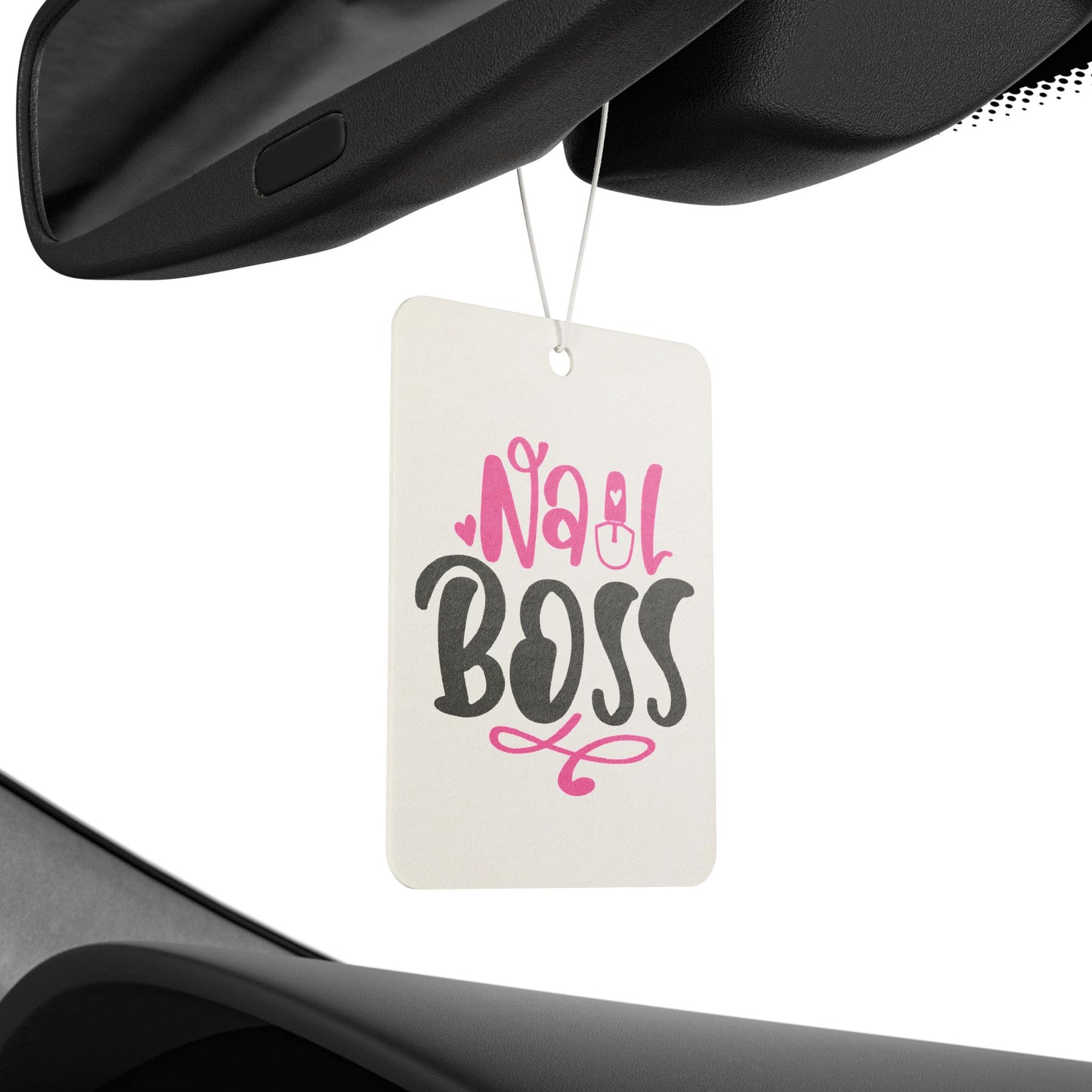 Car Air Freshener — "Nail Boss" Pink & Black Scented Ornament for Nail Technicians, Salon Gift