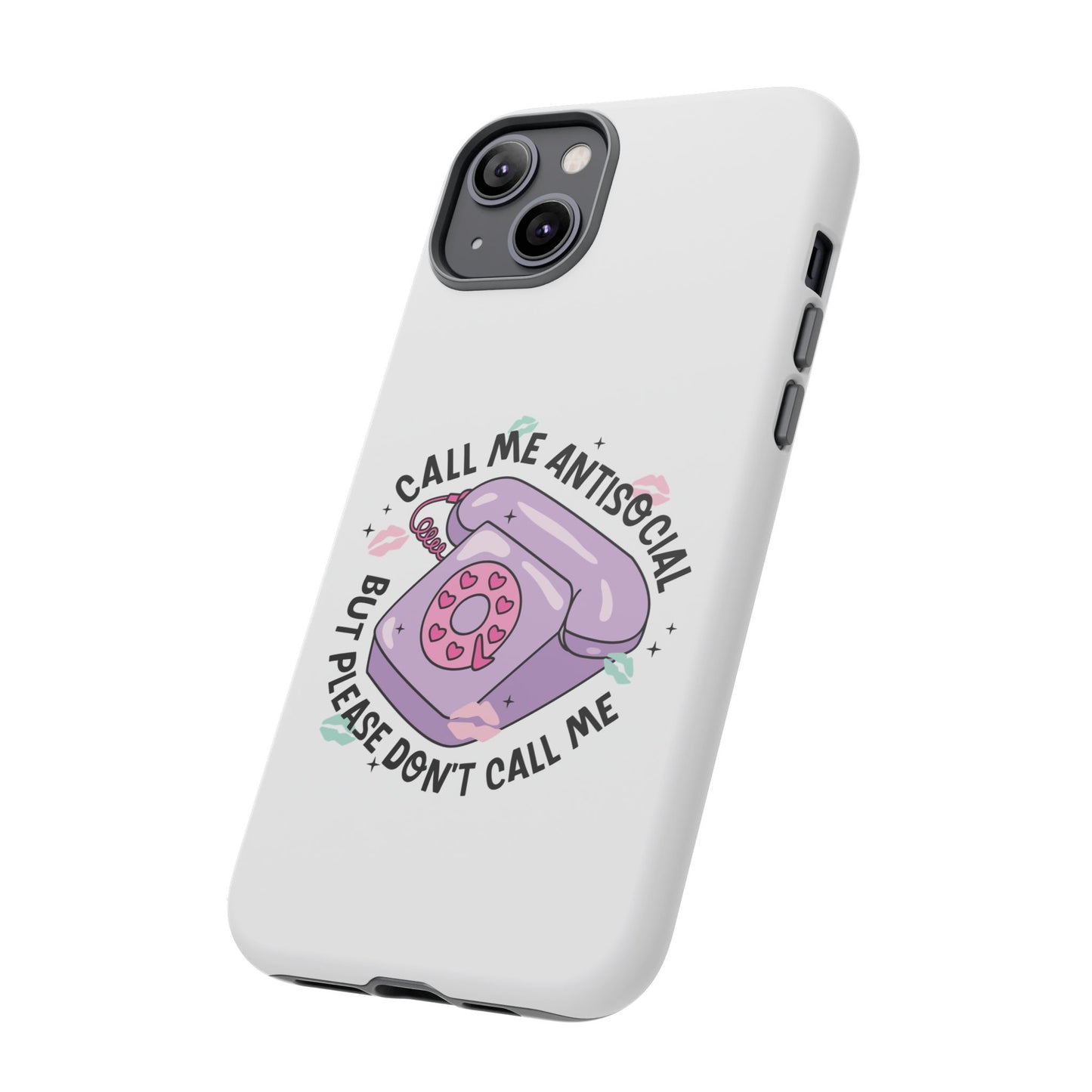 Phone Case — “Call Me Antisocial But Please Don’t Call Me” Cute Retro Telephone Design