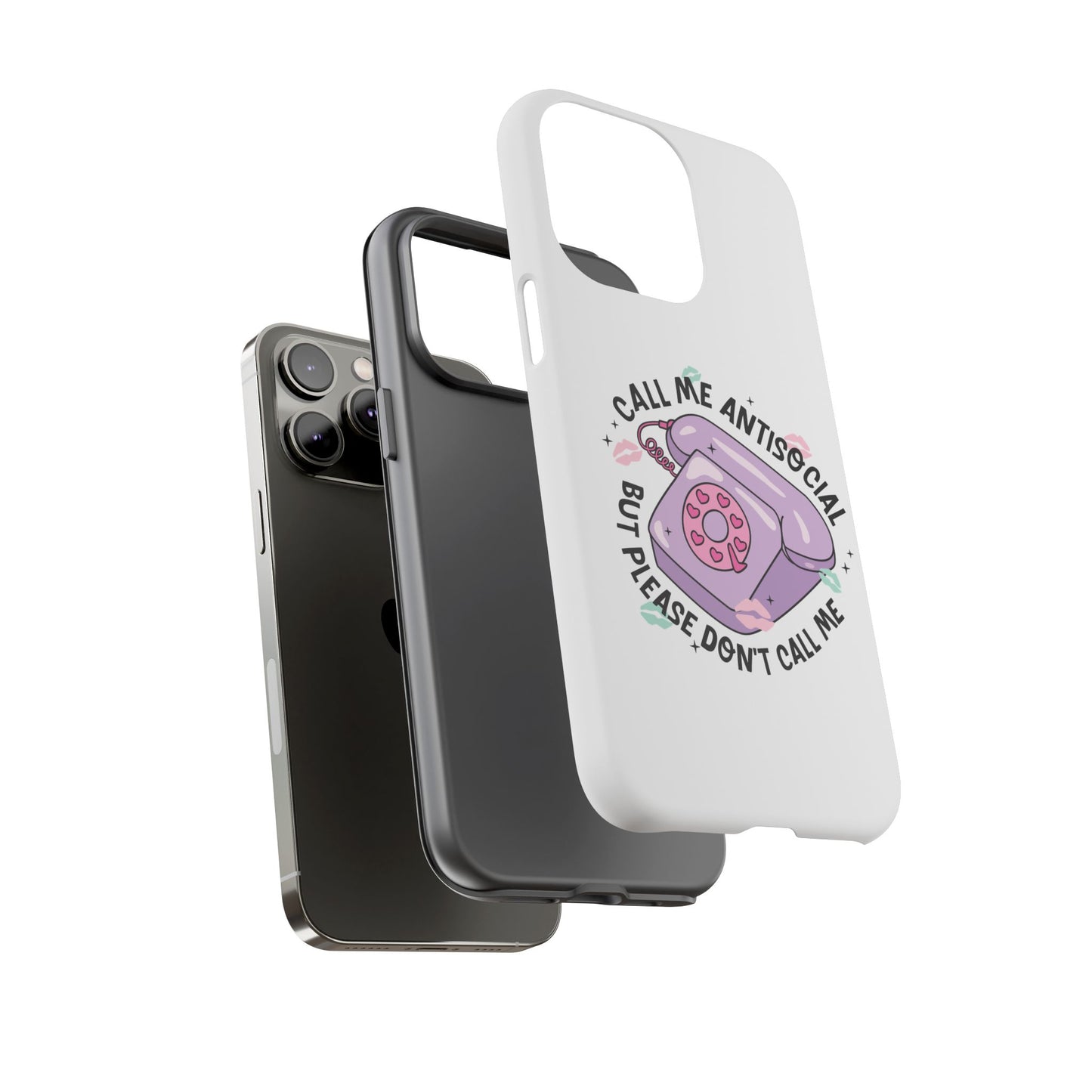 Phone Case — “Call Me Antisocial But Please Don’t Call Me” Cute Retro Telephone Design