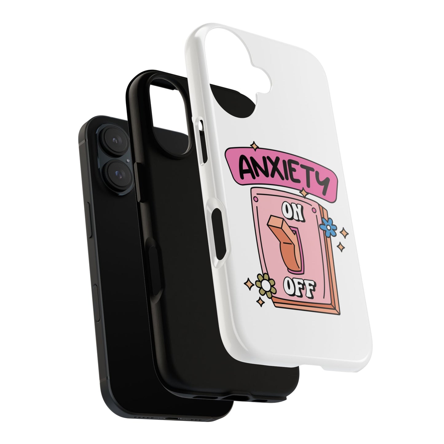 Anxiety On/Off Phone Case — Cute Pink Switch Mental Health Phone Cover