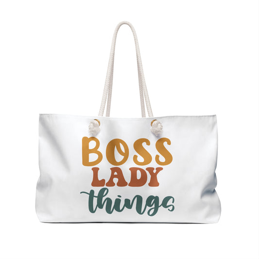 Boss Lady Things Weekender Bag — Motivational Travel Tote for Women