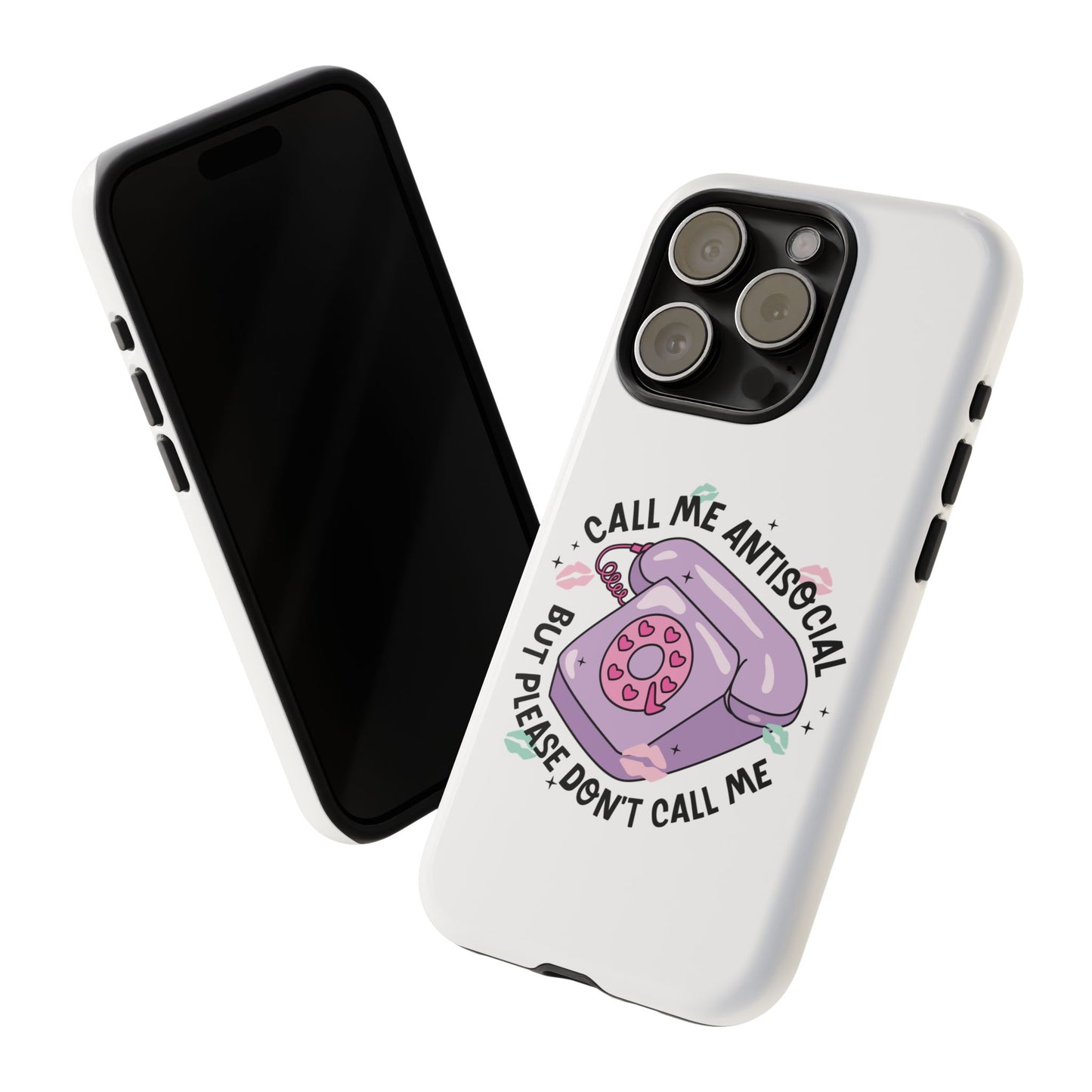 Phone Case — “Call Me Antisocial But Please Don’t Call Me” Cute Retro Telephone Design