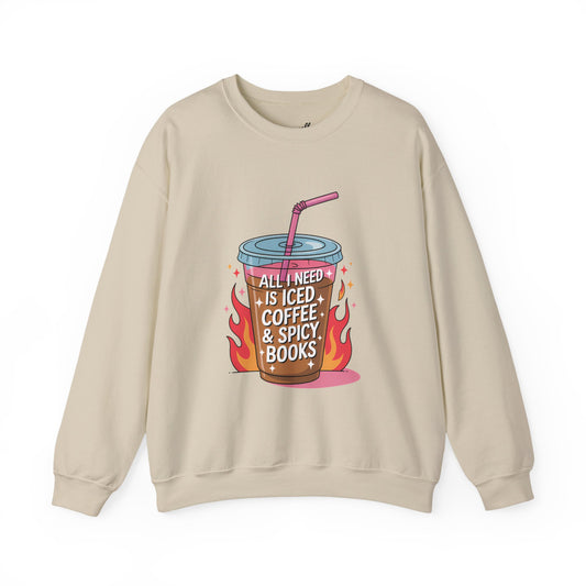 Iced Coffee & Spicy Books Sweatshirt - Unisex Crewneck