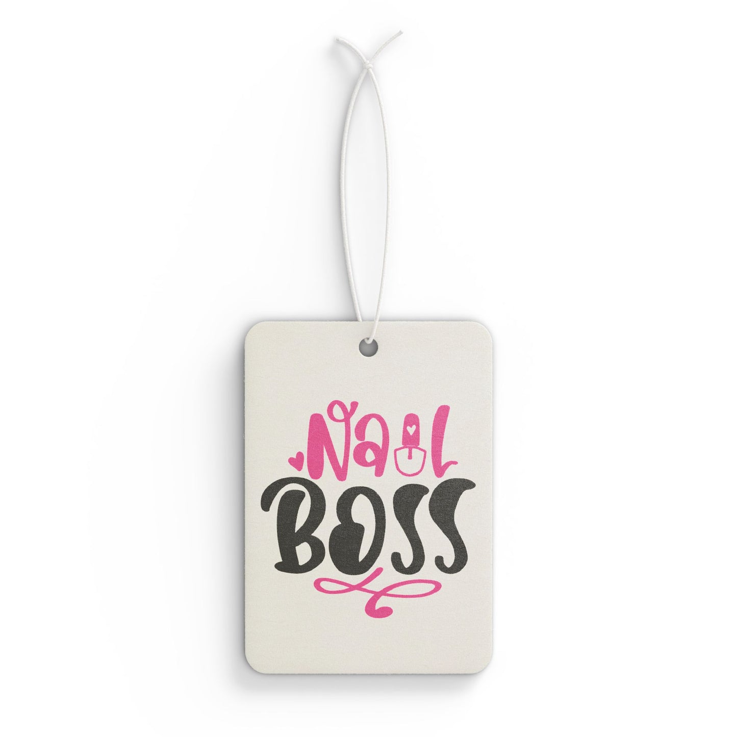 Car Air Freshener — "Nail Boss" Pink & Black Scented Ornament for Nail Technicians, Salon Gift