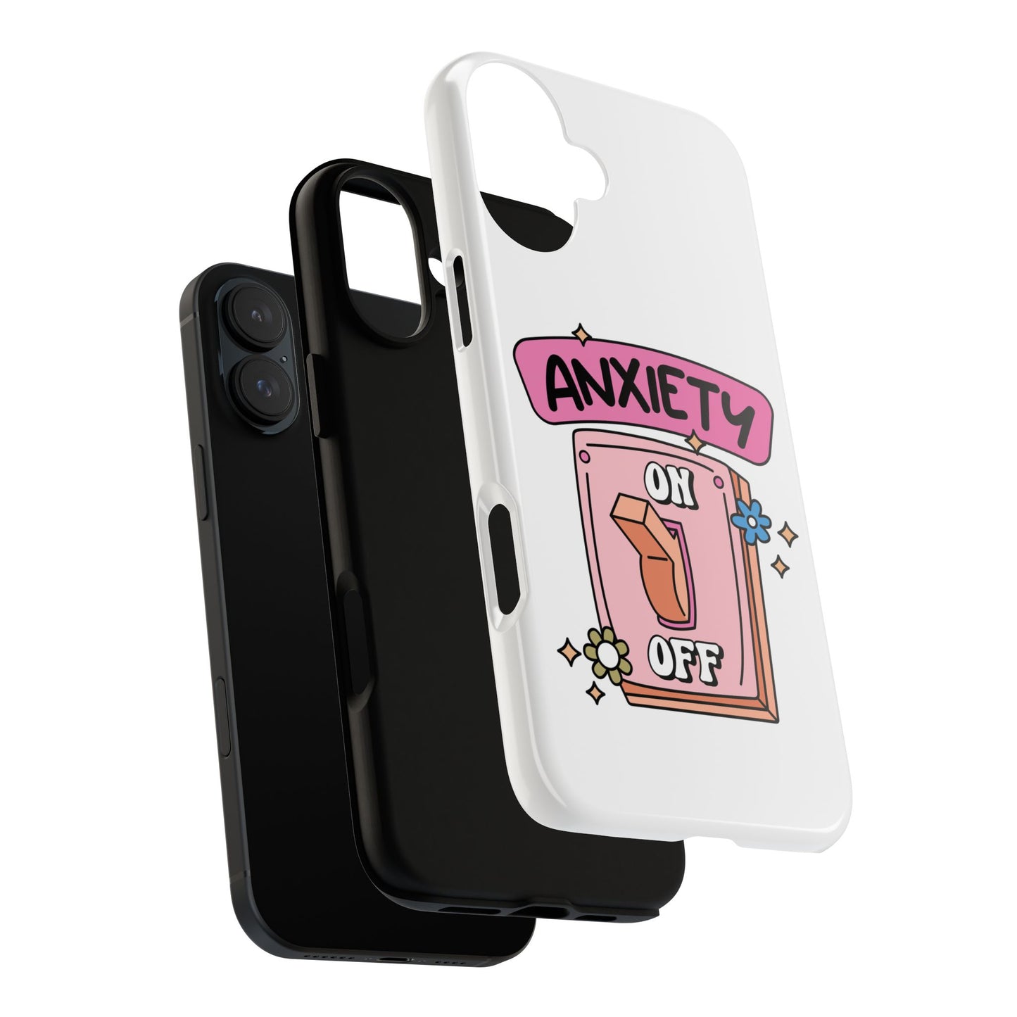 Anxiety On/Off Phone Case — Cute Pink Switch Mental Health Phone Cover