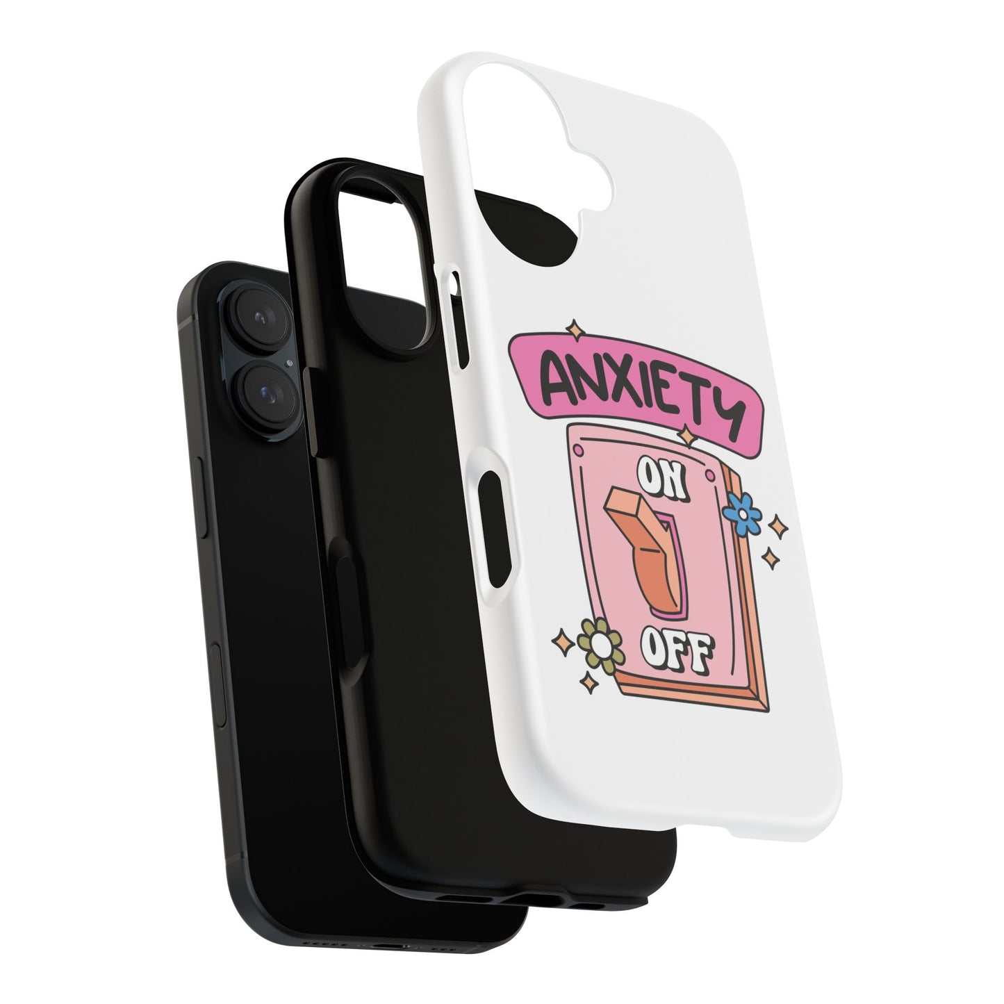 Anxiety On/Off Phone Case — Cute Pink Switch Mental Health Phone Cover