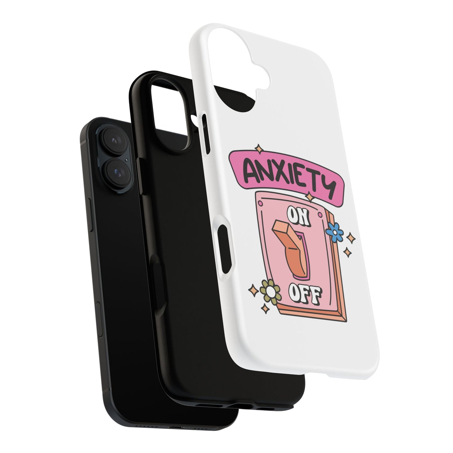 Anxiety On/Off Phone Case — Cute Pink Switch Mental Health Phone Cover