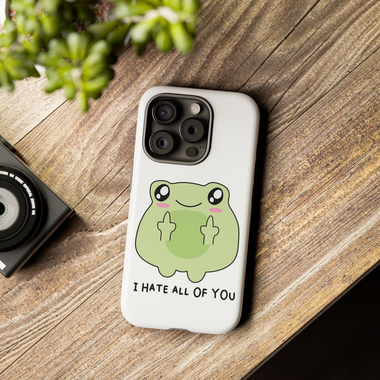 Phone Case — Cute Frog Giving Middle Fingers "I Hate All Of You"