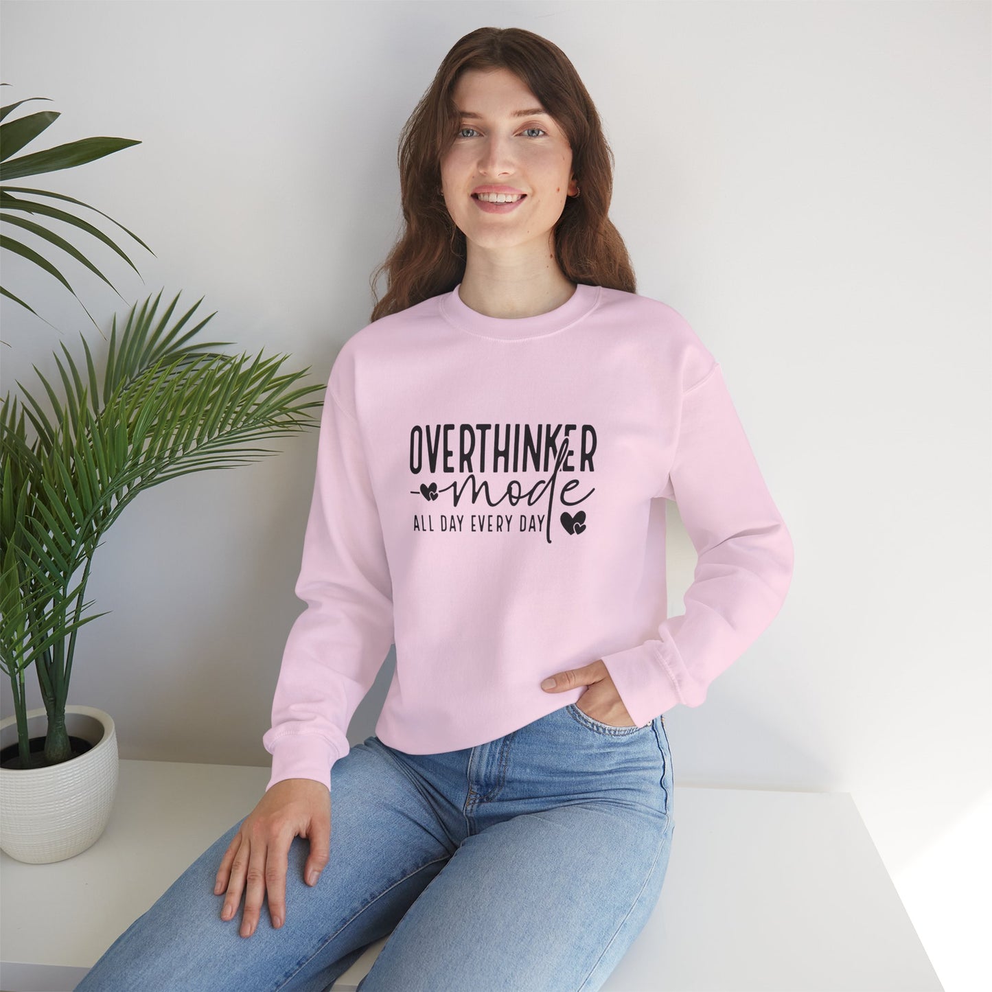 Overthinker Mode Crewneck Sweatshirt - Casual Wear, Unisex Fashion