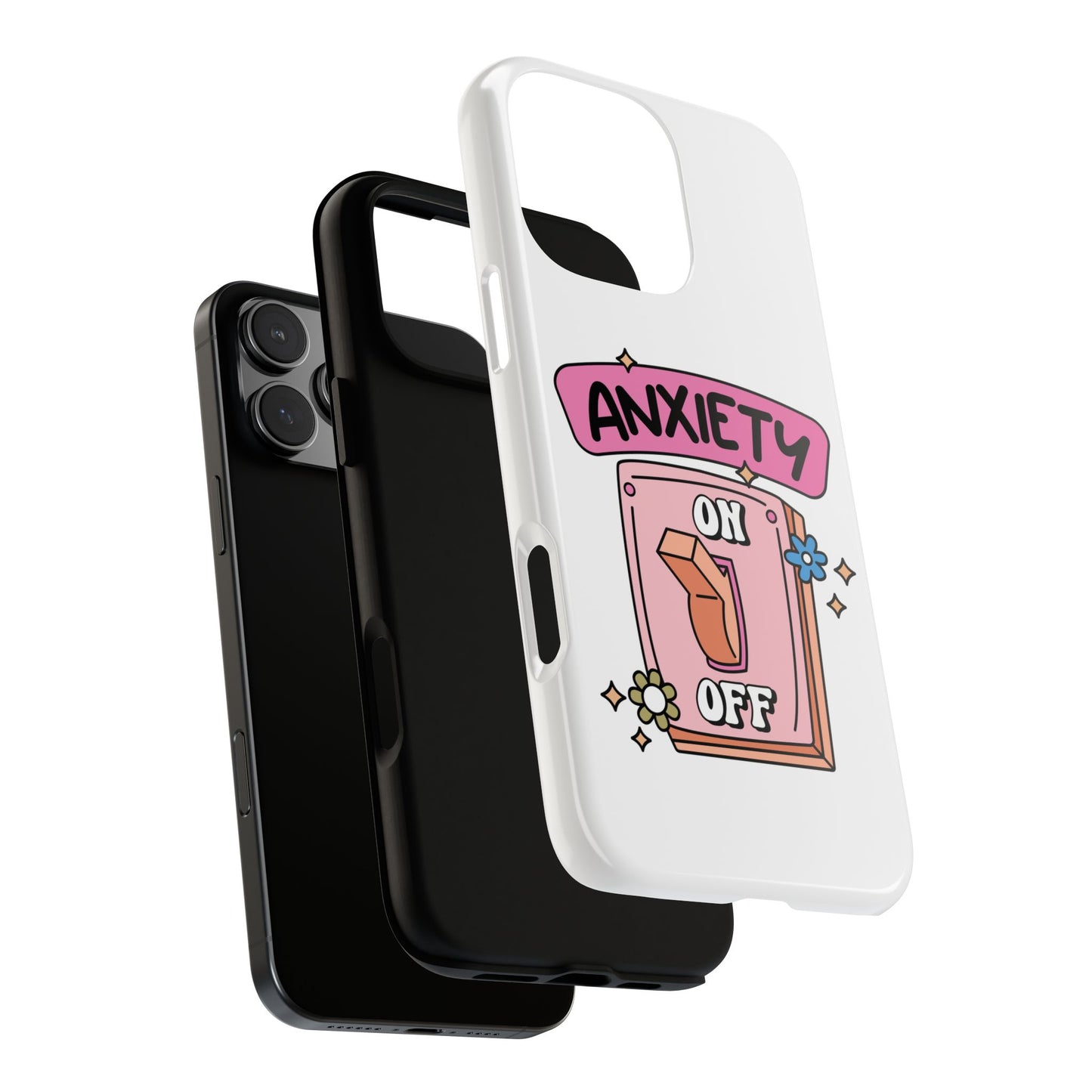 Anxiety On/Off Phone Case — Cute Pink Switch Mental Health Phone Cover