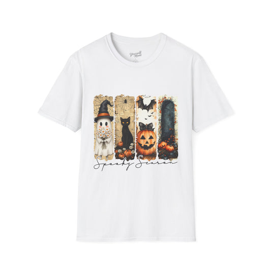 Spooky Season T-Shirt, Halloween Tee, Cute Cat T-Shirt, Pumpkin Design Apparel