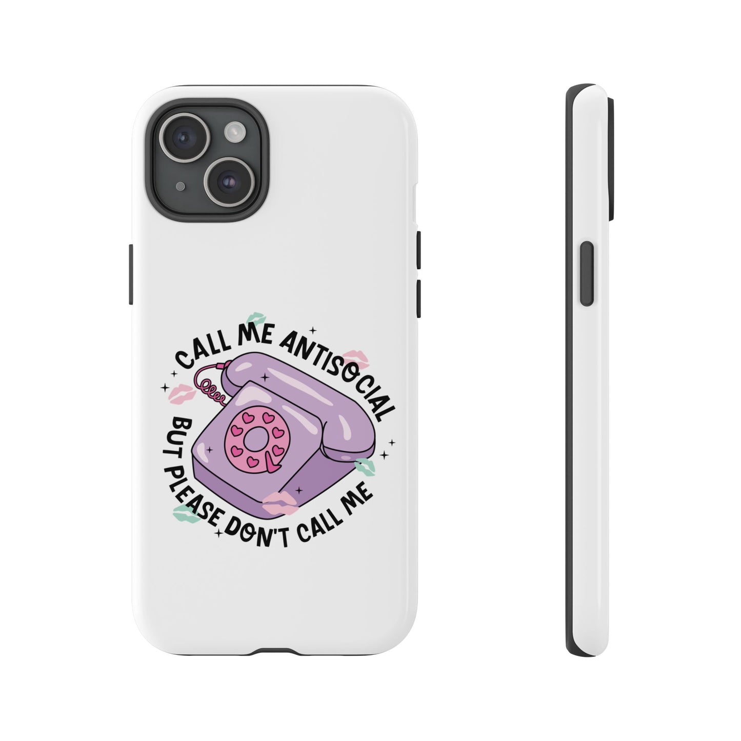 Phone Case — “Call Me Antisocial But Please Don’t Call Me” Cute Retro Telephone Design