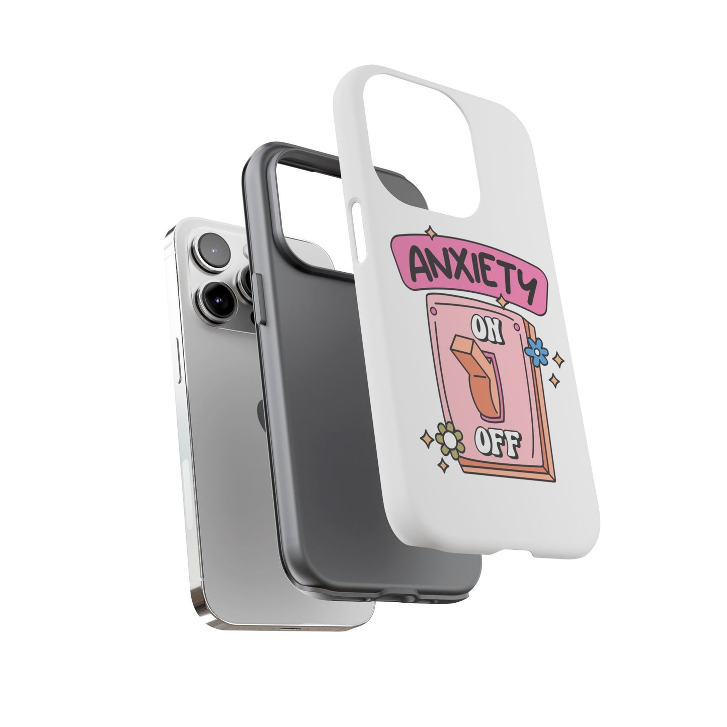 Anxiety On/Off Phone Case — Cute Pink Switch Mental Health Phone Cover