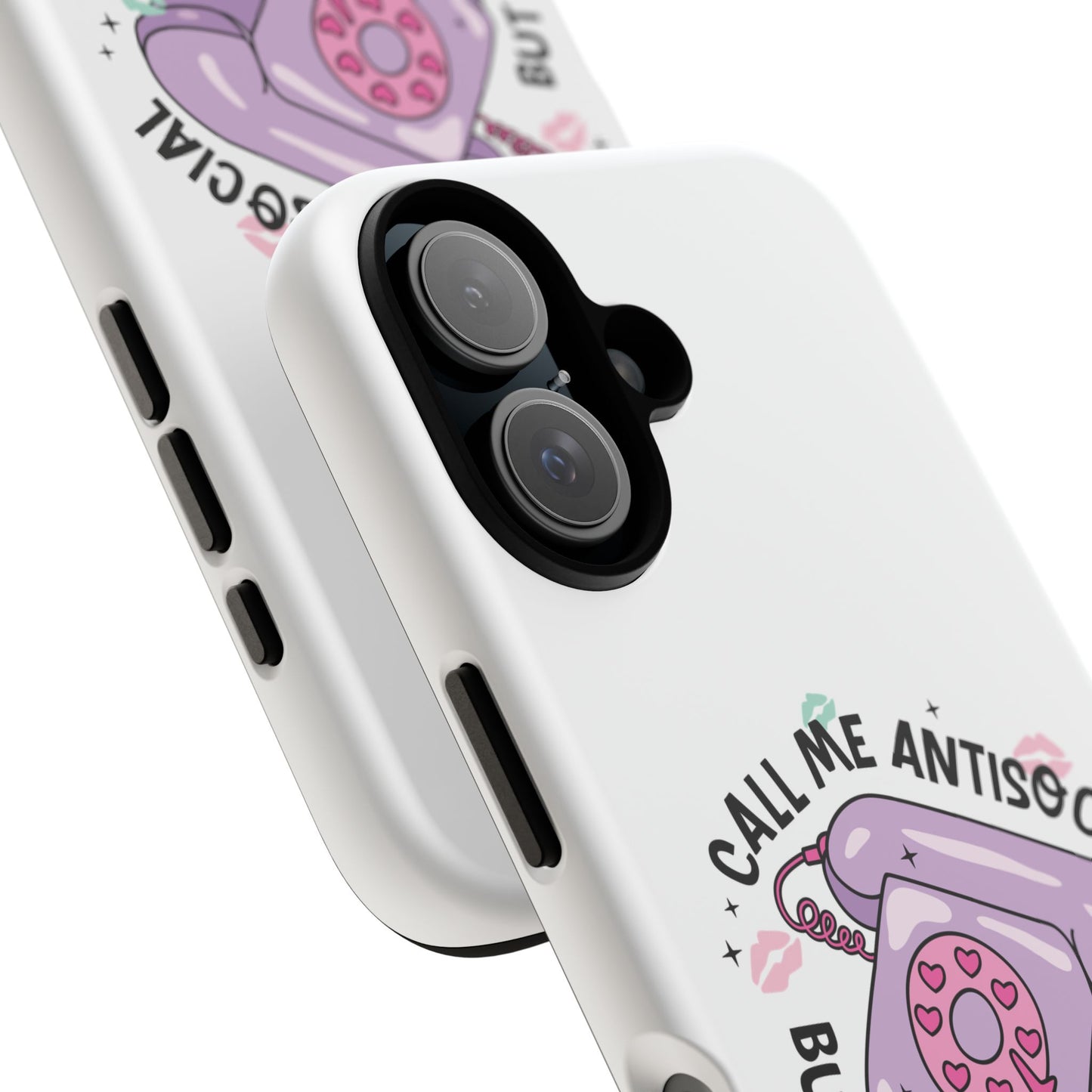 Phone Case — “Call Me Antisocial But Please Don’t Call Me” Cute Retro Telephone Design