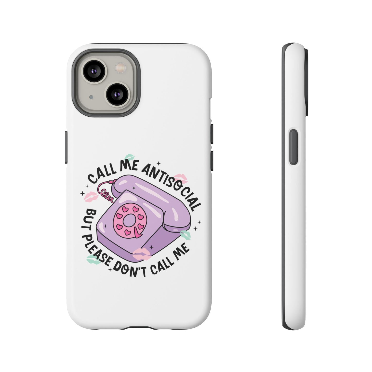 Phone Case — “Call Me Antisocial But Please Don’t Call Me” Cute Retro Telephone Design