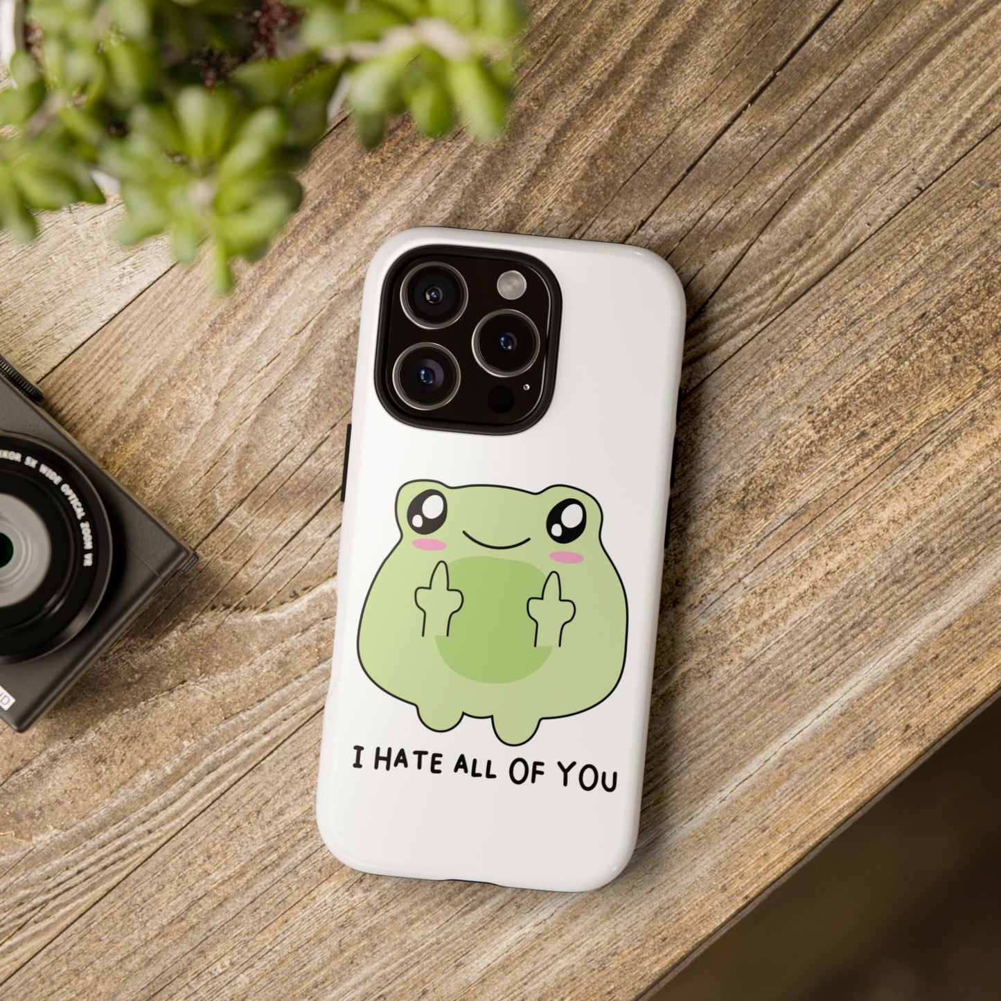 Phone Case — Cute Frog Giving Middle Fingers "I Hate All Of You"