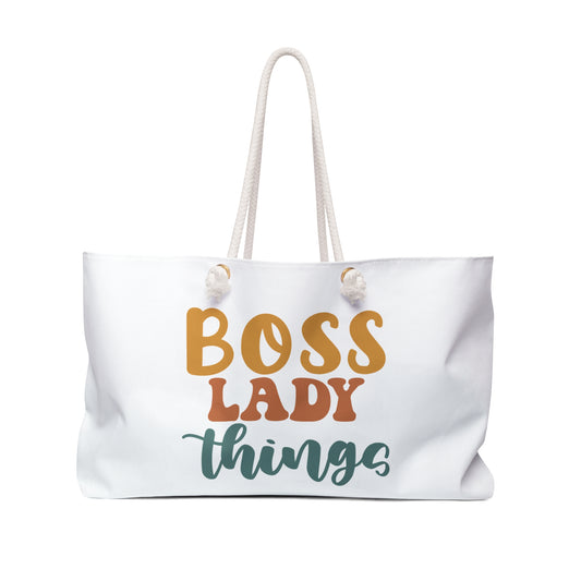 Boss Lady Things Weekender Bag — Motivational Travel Tote for Women