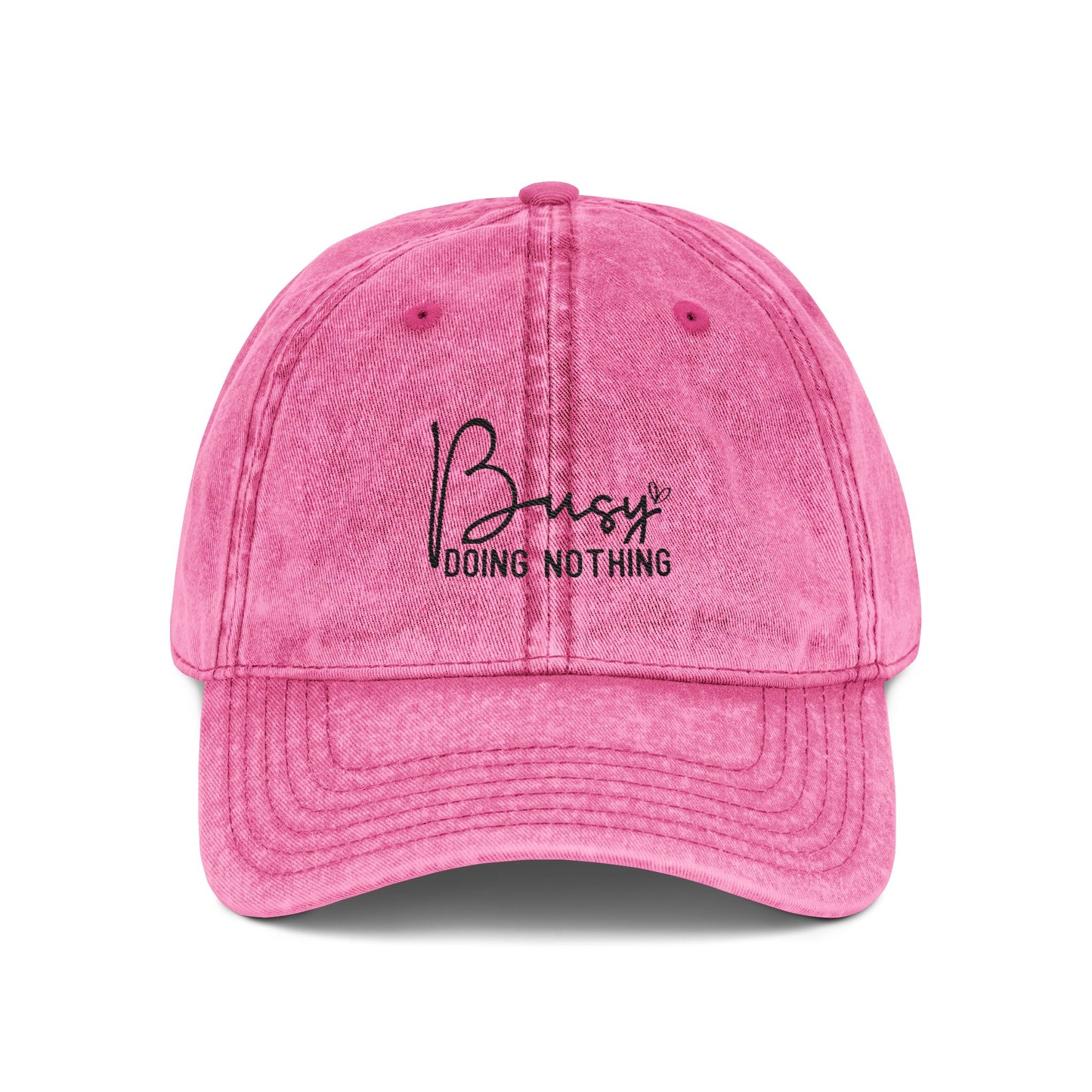 Busy Doing Nothing Embroidered Vintage Cap - Pink Washed Baseball Hat