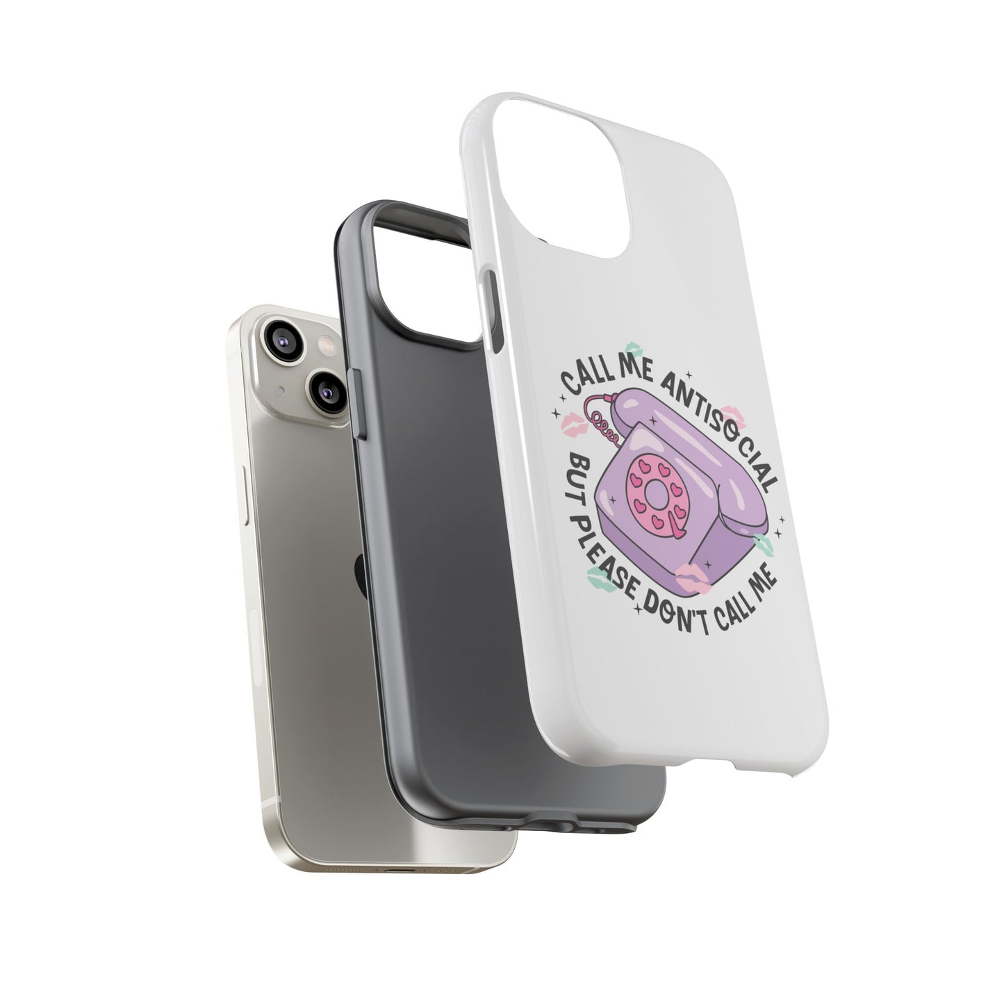 Phone Case — “Call Me Antisocial But Please Don’t Call Me” Cute Retro Telephone Design