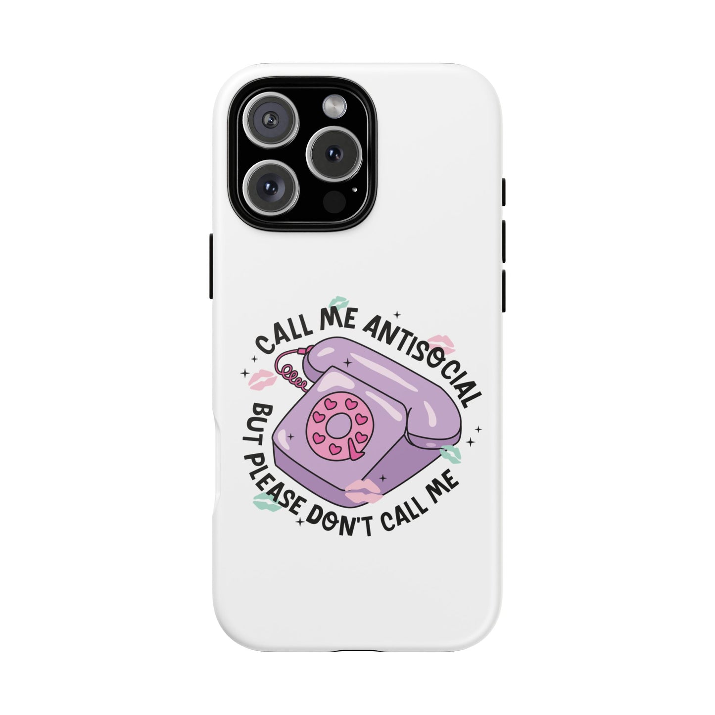 Phone Case — “Call Me Antisocial But Please Don’t Call Me” Cute Retro Telephone Design