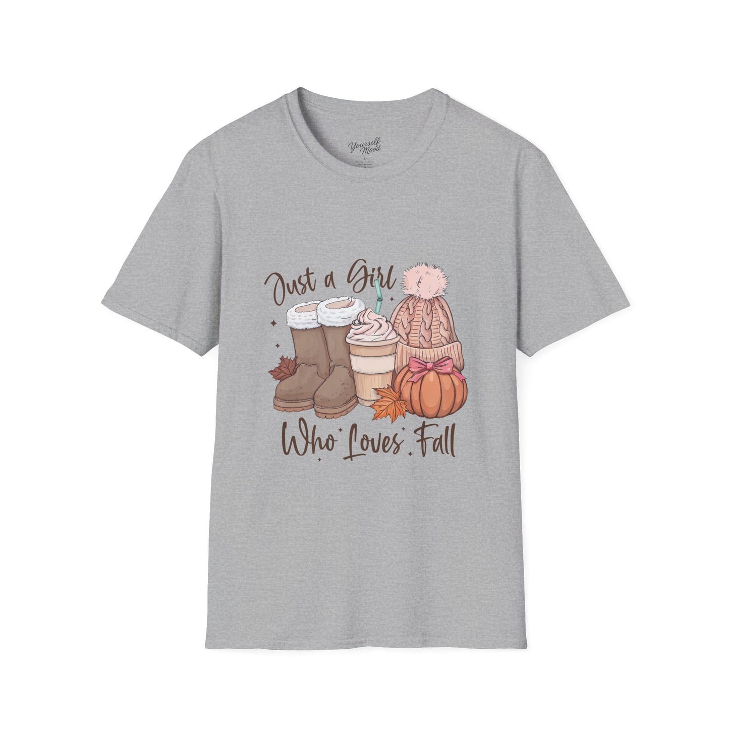"Just a Girl Who Loves Fall" Softstyle T-Shirt, Tee Seasonal Fashion, Gift for, Halloween Celebration Wear