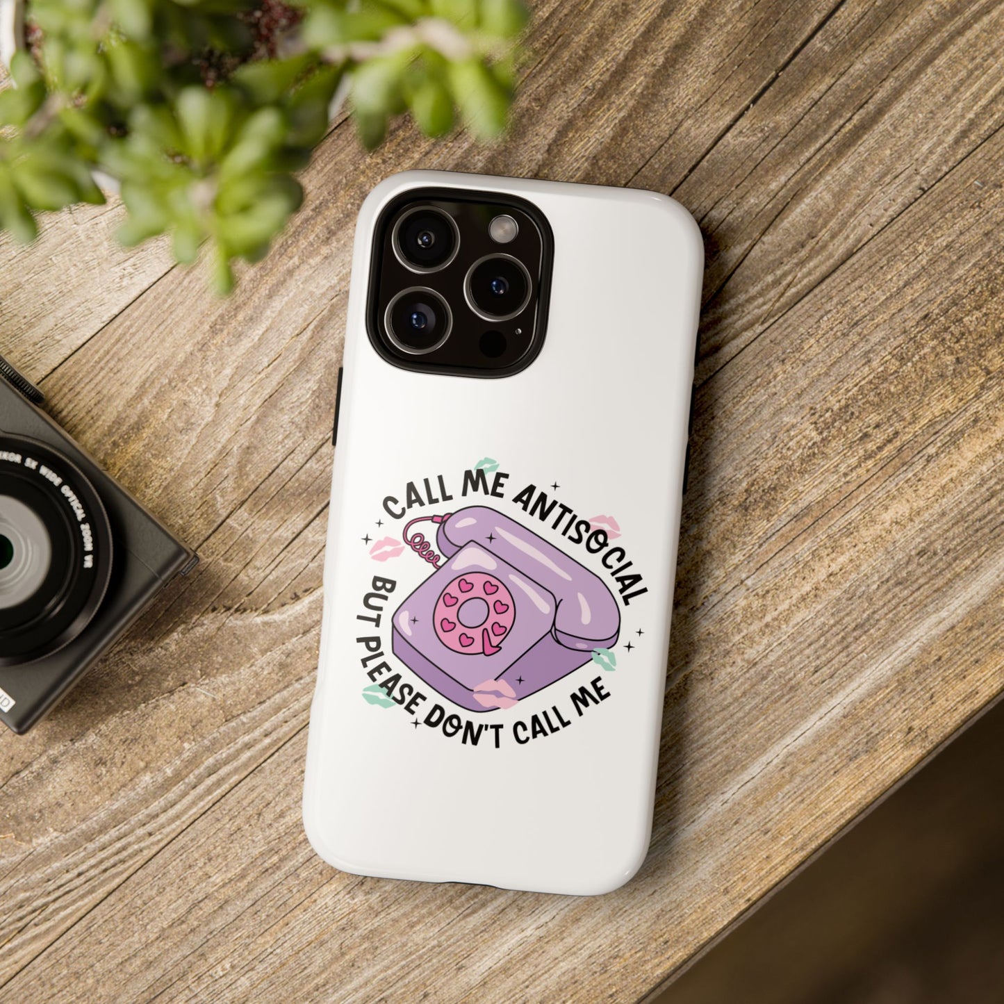 Phone Case — “Call Me Antisocial But Please Don’t Call Me” Cute Retro Telephone Design
