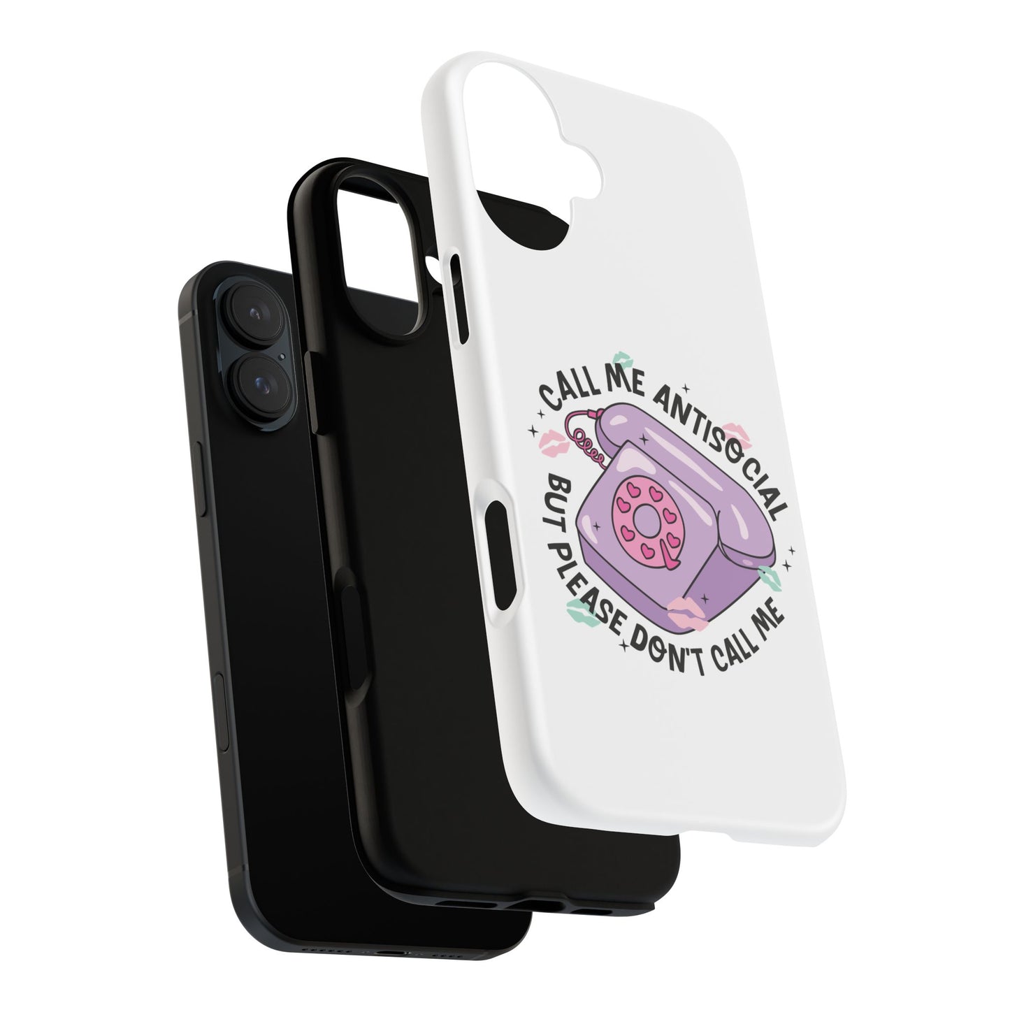 Phone Case — “Call Me Antisocial But Please Don’t Call Me” Cute Retro Telephone Design