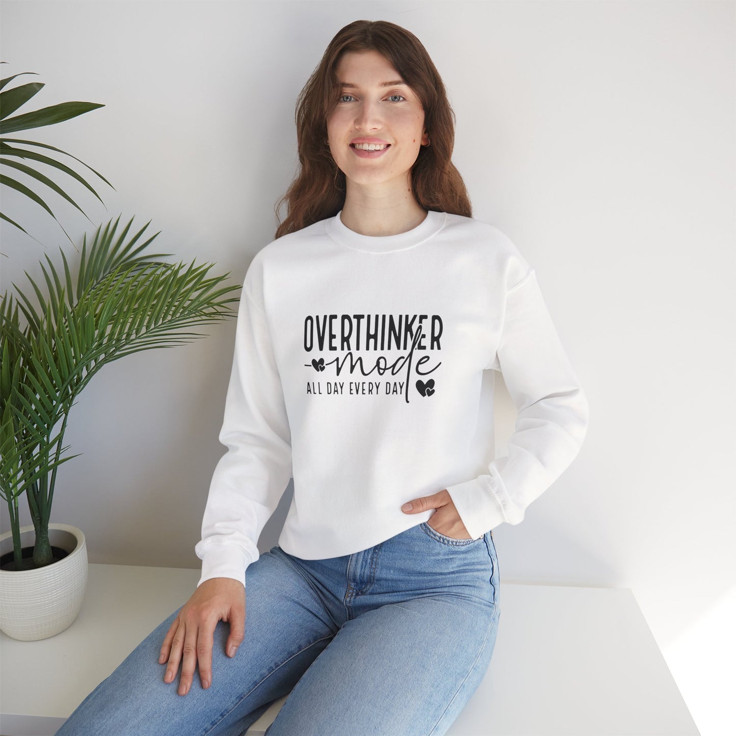 Overthinker Mode Crewneck Sweatshirt - Casual Wear, Unisex Fashion
