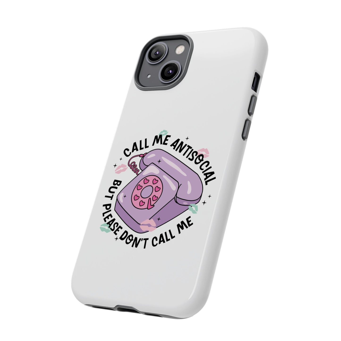 Phone Case — “Call Me Antisocial But Please Don’t Call Me” Cute Retro Telephone Design