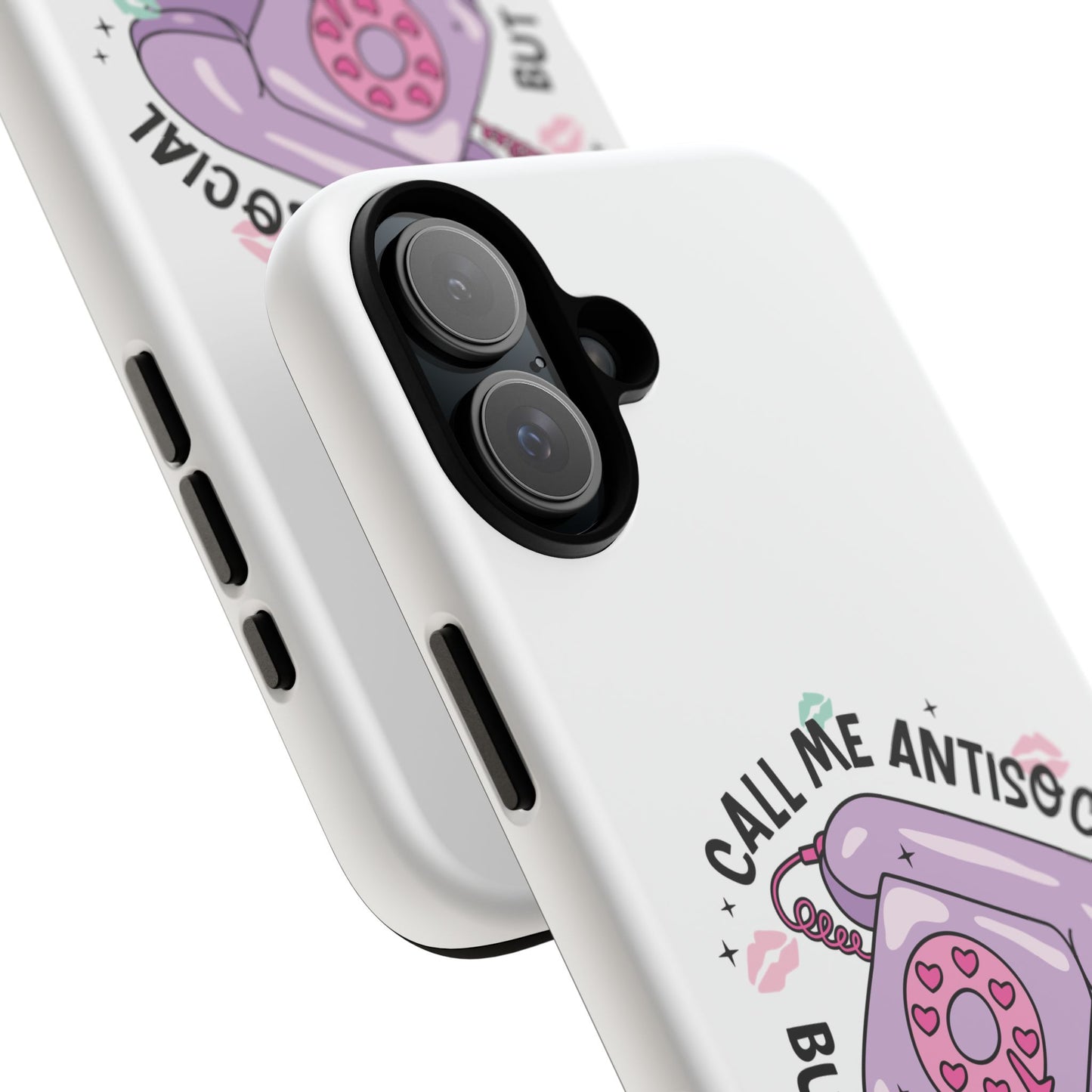 Phone Case — “Call Me Antisocial But Please Don’t Call Me” Cute Retro Telephone Design