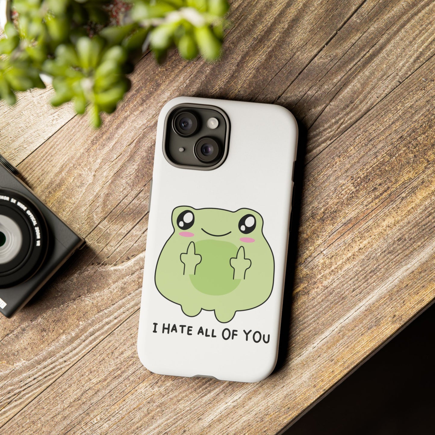 Phone Case — Cute Frog Giving Middle Fingers "I Hate All Of You"