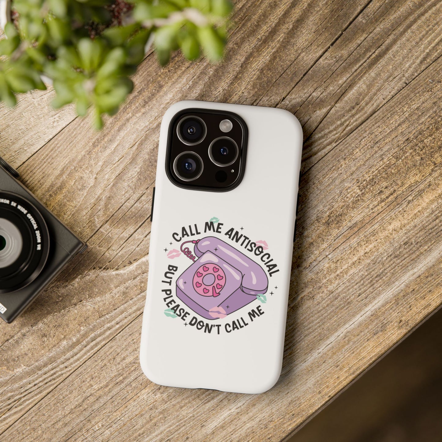 Phone Case — “Call Me Antisocial But Please Don’t Call Me” Cute Retro Telephone Design