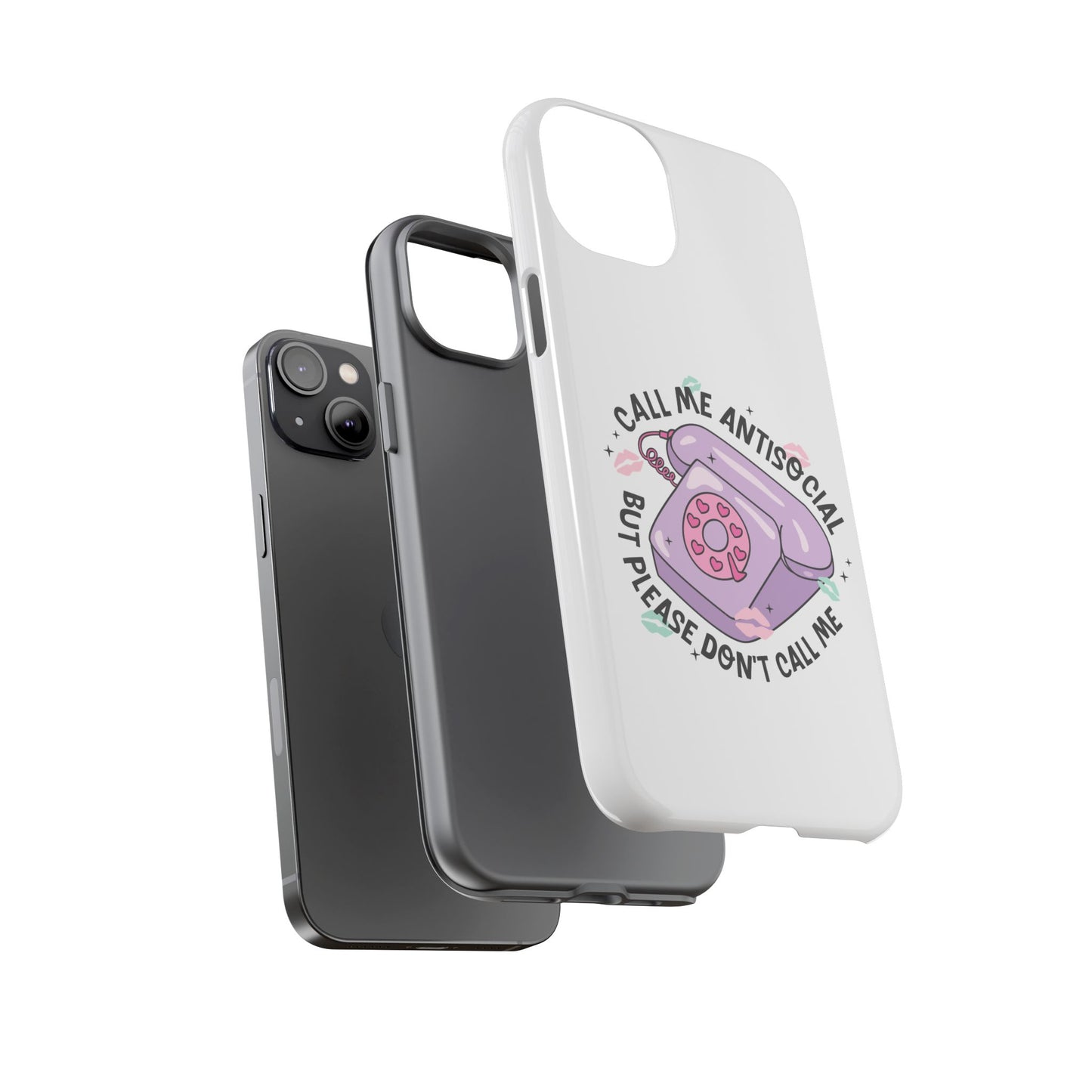 Phone Case — “Call Me Antisocial But Please Don’t Call Me” Cute Retro Telephone Design