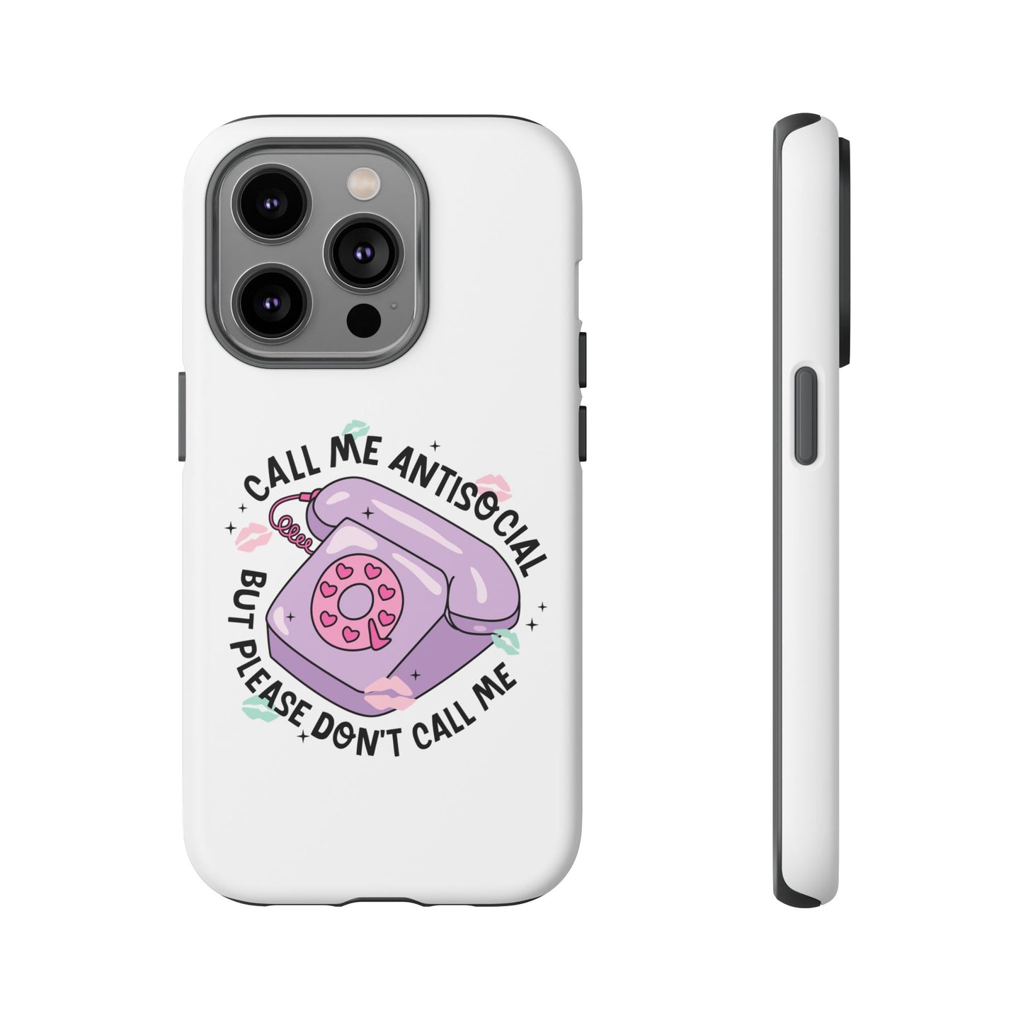 Phone Case — “Call Me Antisocial But Please Don’t Call Me” Cute Retro Telephone Design