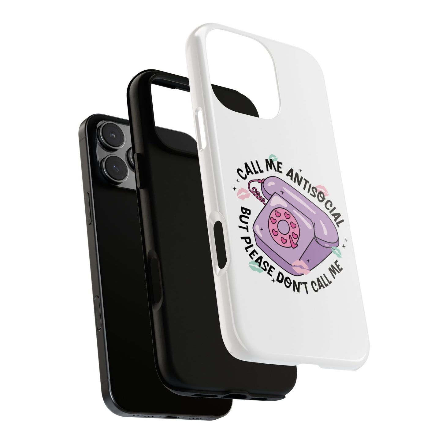 Phone Case — “Call Me Antisocial But Please Don’t Call Me” Cute Retro Telephone Design