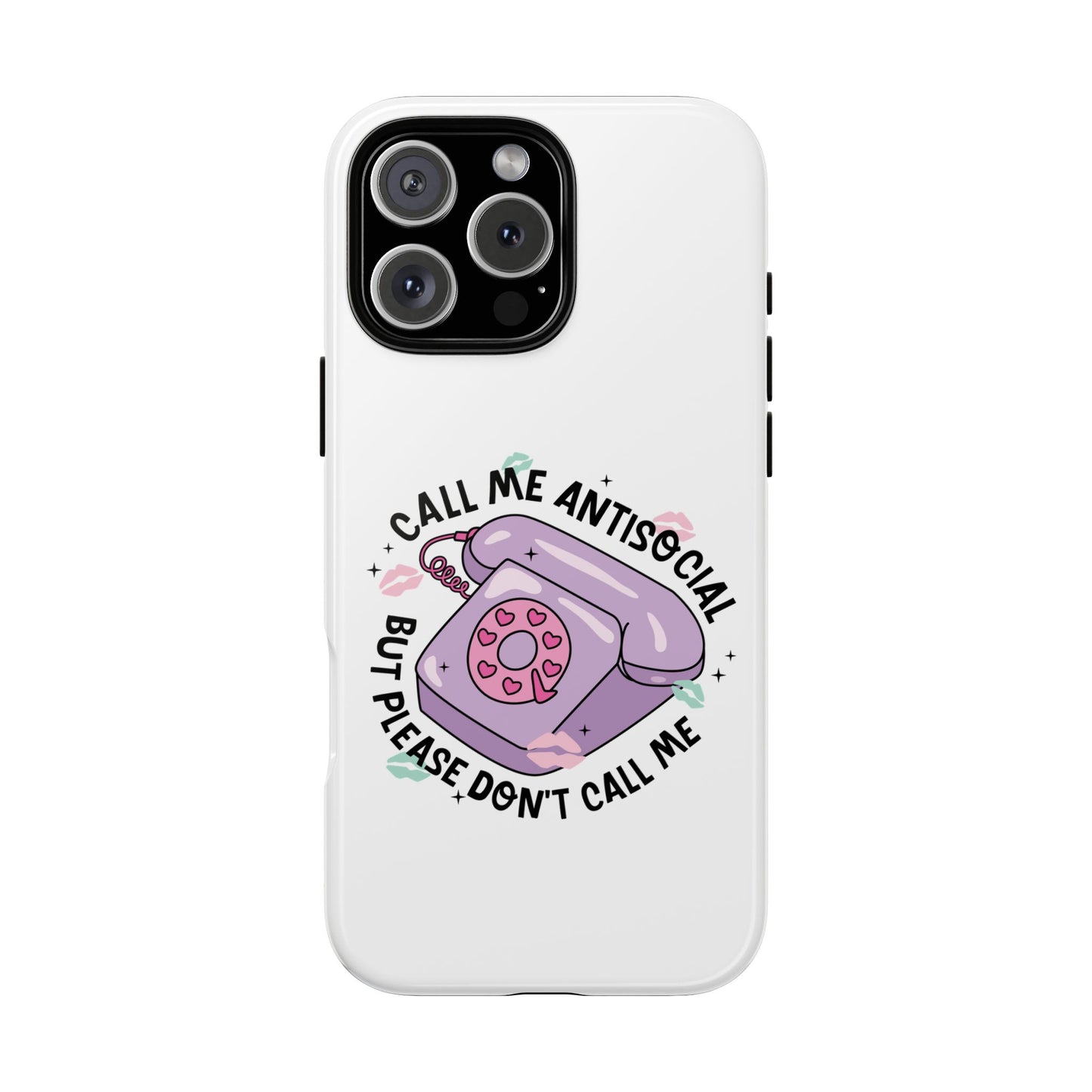 Phone Case — “Call Me Antisocial But Please Don’t Call Me” Cute Retro Telephone Design