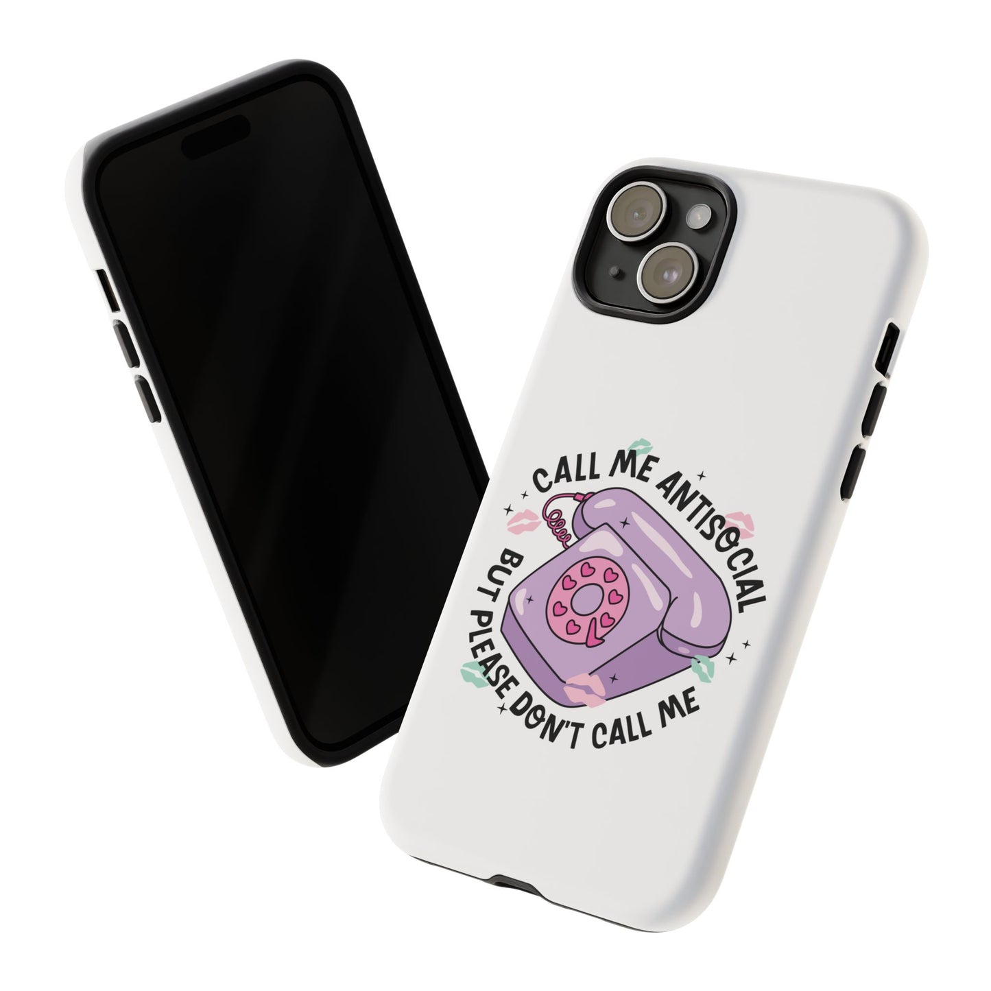Phone Case — “Call Me Antisocial But Please Don’t Call Me” Cute Retro Telephone Design