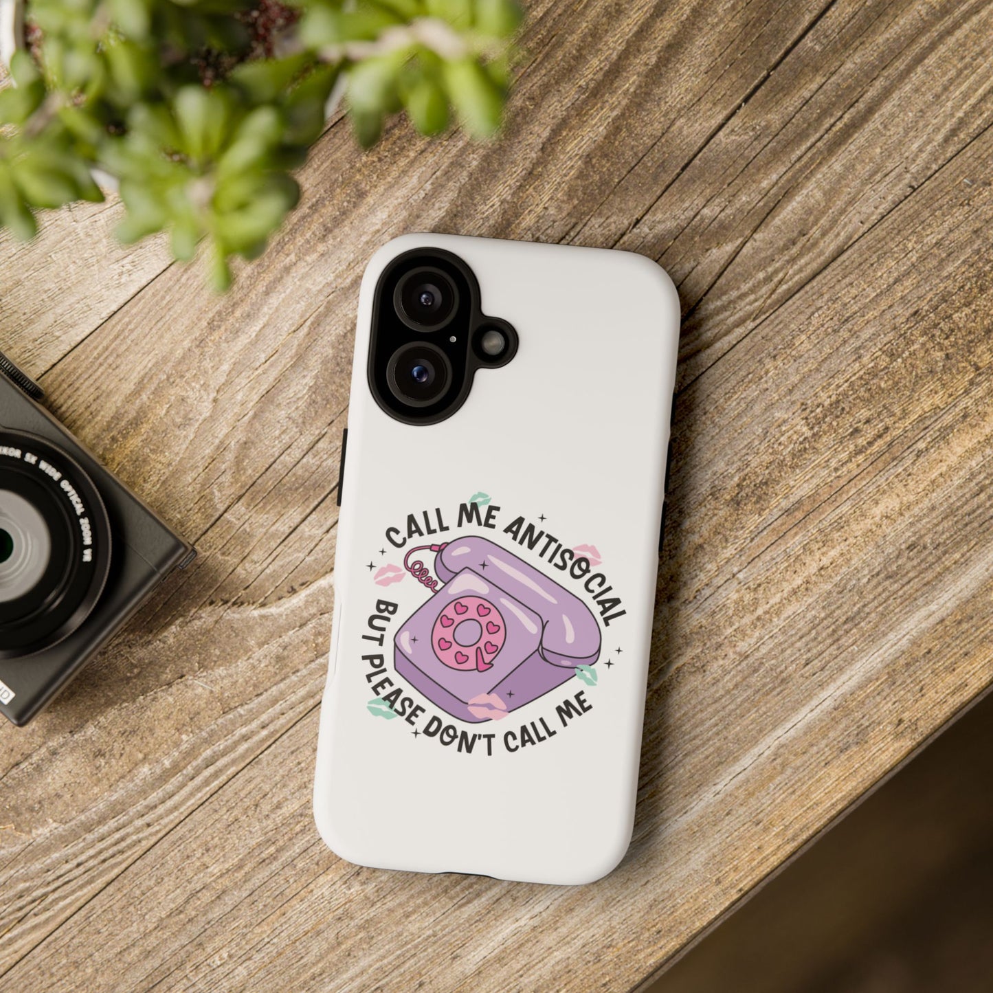 Phone Case — “Call Me Antisocial But Please Don’t Call Me” Cute Retro Telephone Design