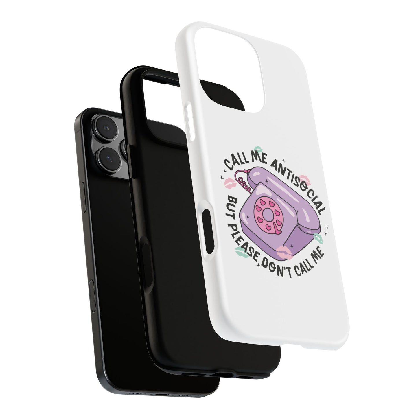 Phone Case — “Call Me Antisocial But Please Don’t Call Me” Cute Retro Telephone Design
