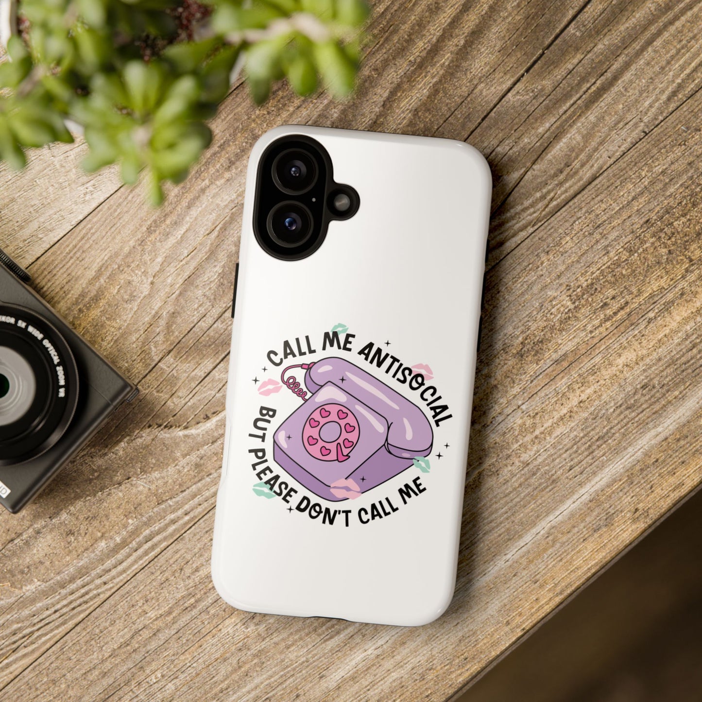 Phone Case — “Call Me Antisocial But Please Don’t Call Me” Cute Retro Telephone Design