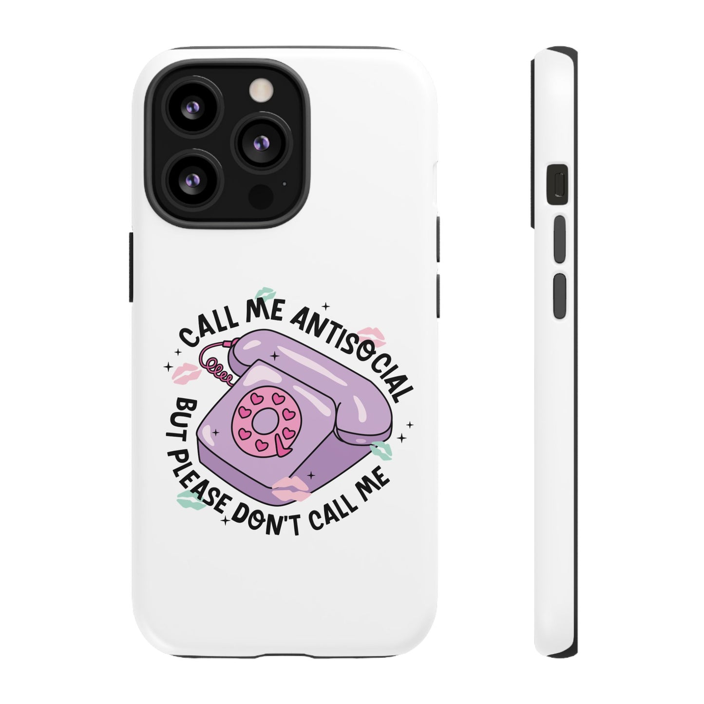 Phone Case — “Call Me Antisocial But Please Don’t Call Me” Cute Retro Telephone Design
