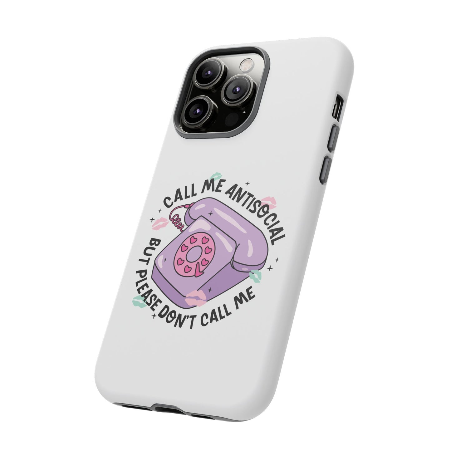 Phone Case — “Call Me Antisocial But Please Don’t Call Me” Cute Retro Telephone Design